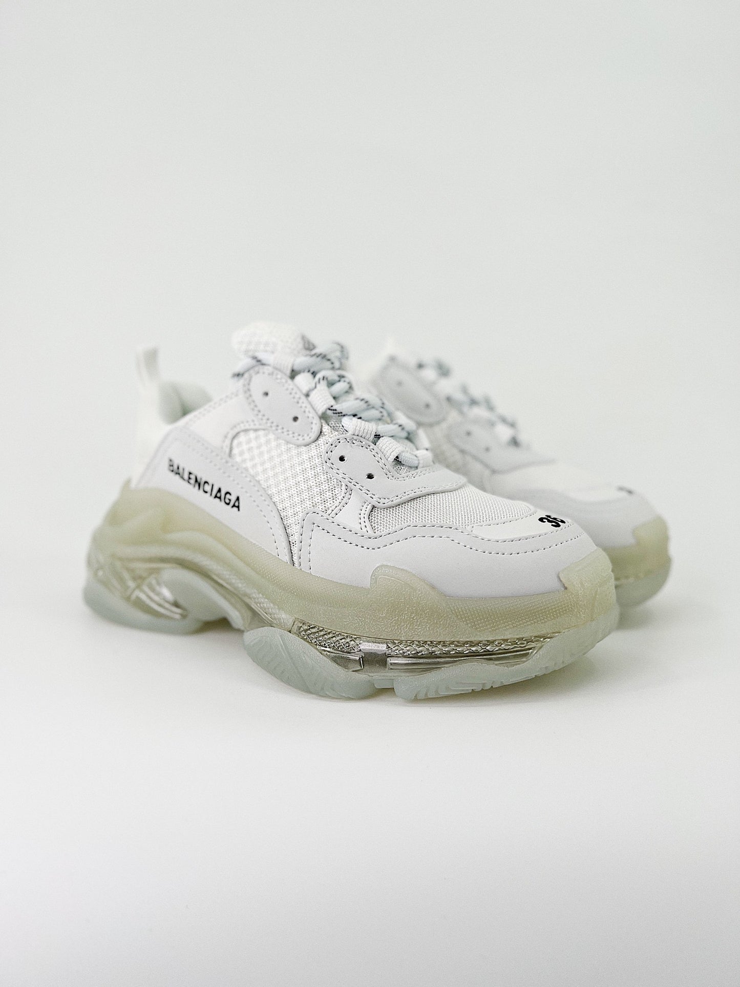 Balenciaga Triple S Clear Sole Białe Złoto 