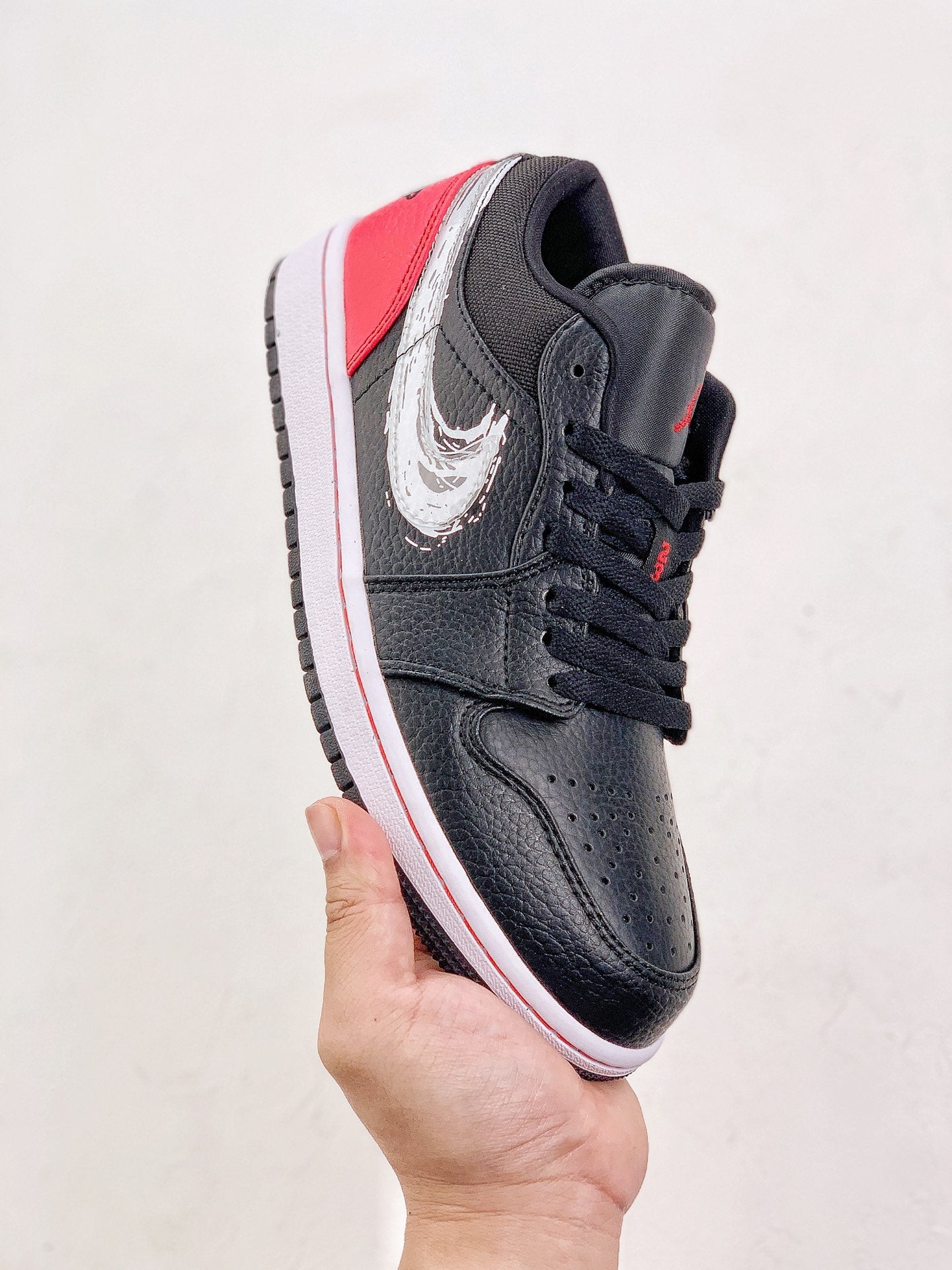 Nike Air Jordan 1 Low Brushstroke Swoosh Black