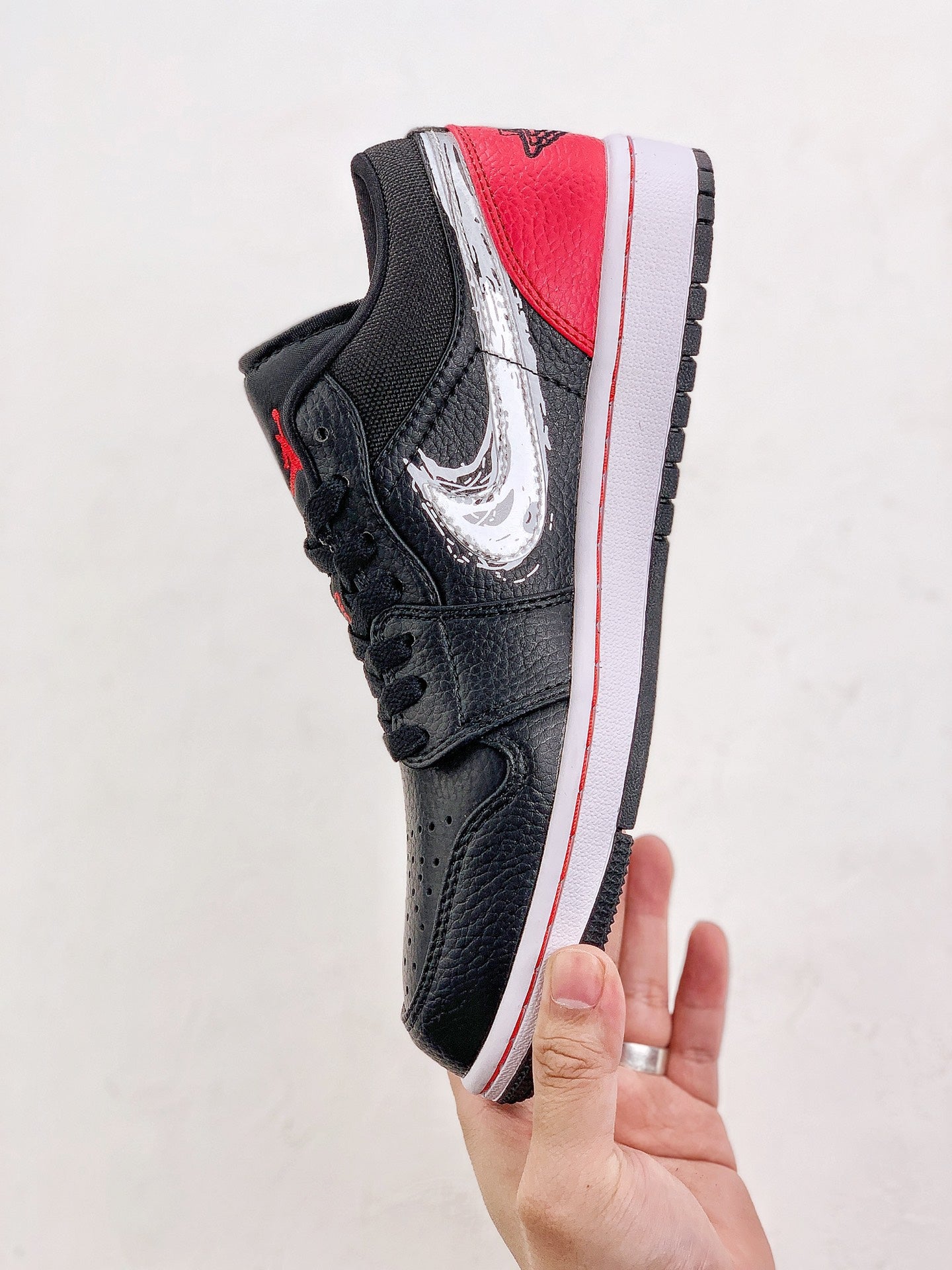 Nike Air Jordan 1 Low Brushstroke Swoosh Black